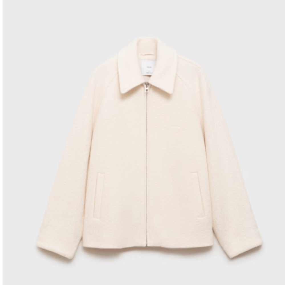 Mango Wool Jacket with pockets in Ivory size XL .